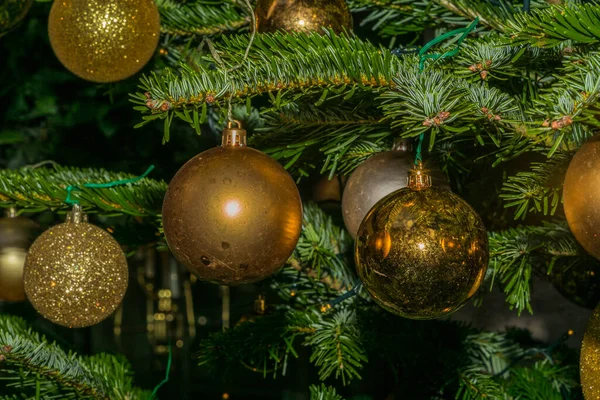 Boules Verre Sur Arbre Noël — Photo