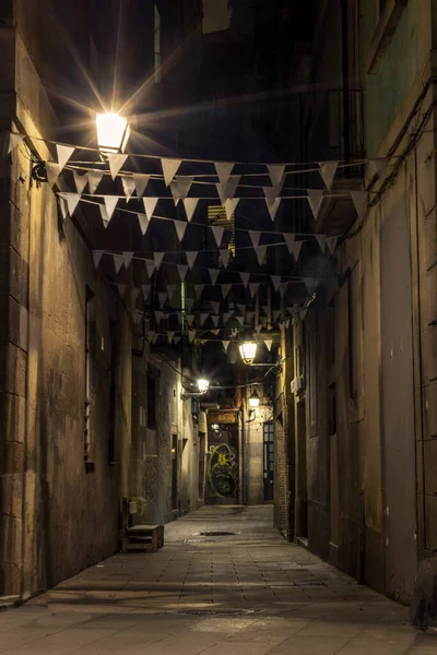 Straße Von Barcelona Bei Nacht — Stockfoto