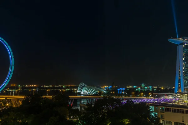 Paisaje Urbano Del Puerto Deportivo Singapur Por Noche — Foto de Stock