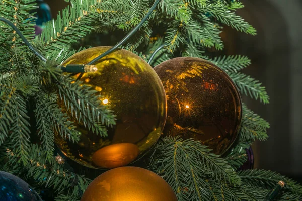 Boules Verre Sur Arbre Noël — Photo
