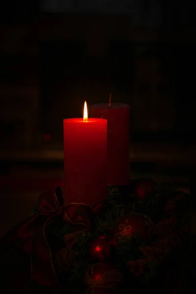 Hermosas Velas Navidad Ardiendo —  Fotos de Stock