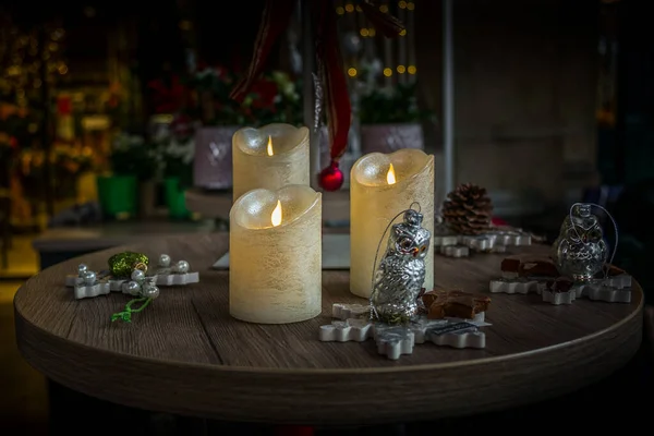 Velas Decoraciones Navideñas Mercado Navidad Suiza —  Fotos de Stock