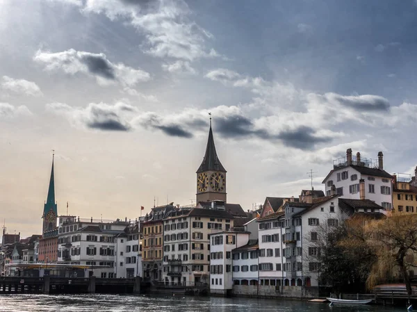 Pohled Řeku Limmat Staré Město Curych — Stock fotografie