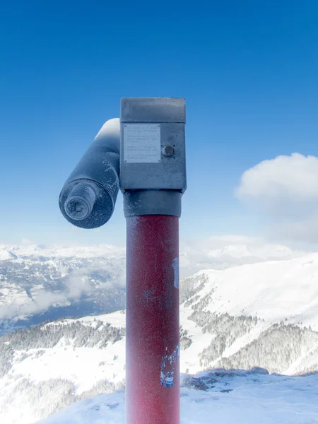 An observation point high on the Swiss Alps after a snowfall