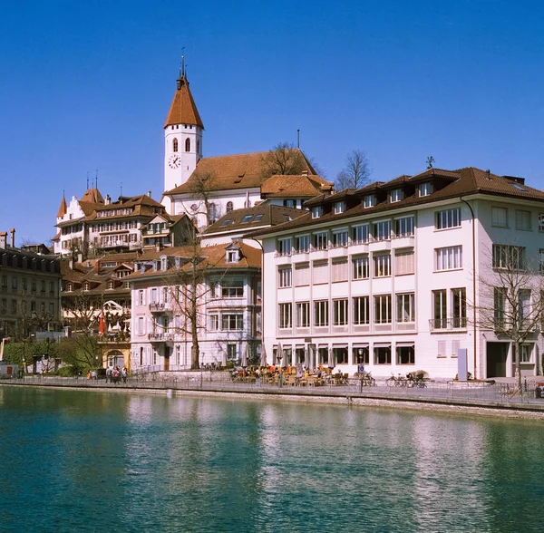 Scenic View City Buildings River Switzerland — Stok Foto