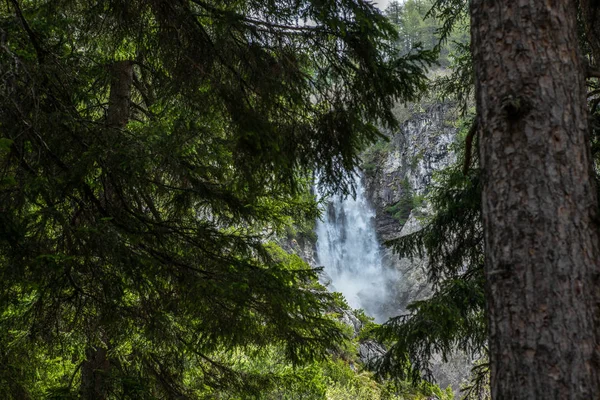 View Waterfall Lenzerheide Swiss Alps Sunny Spring Day — Stock Photo, Image