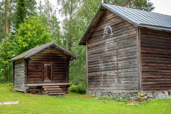 Finlandiya Enonkoski Eski Ahşap Ahırlar Kulübeler — Stok fotoğraf