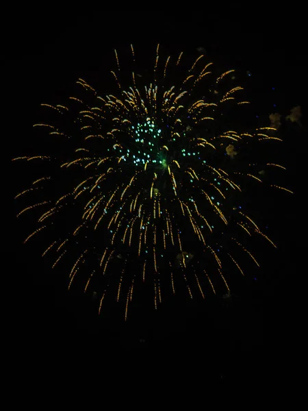 Swiss National Day colorful fireworks in the Swiss mountains near Lenzerheide