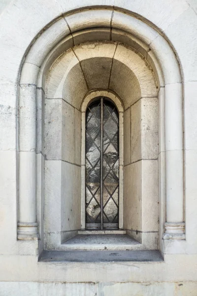 Una Ventana Iglesia Fraumuenster Zurich Suiza —  Fotos de Stock