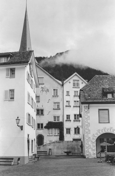 Middeleeuwse Straatjes Het Centrum Van Chur Zwitserland Opgenomen Met Analoge — Stockfoto
