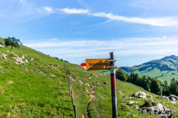 Sinal Para Caminho Para Caminhadas Nas Caminhadas Alpinas Área Alpstein — Fotografia de Stock