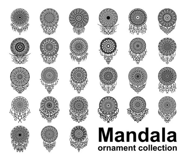 集观赏性无缝民族曼陀罗图案为一体 花卉艺术 — 图库矢量图片