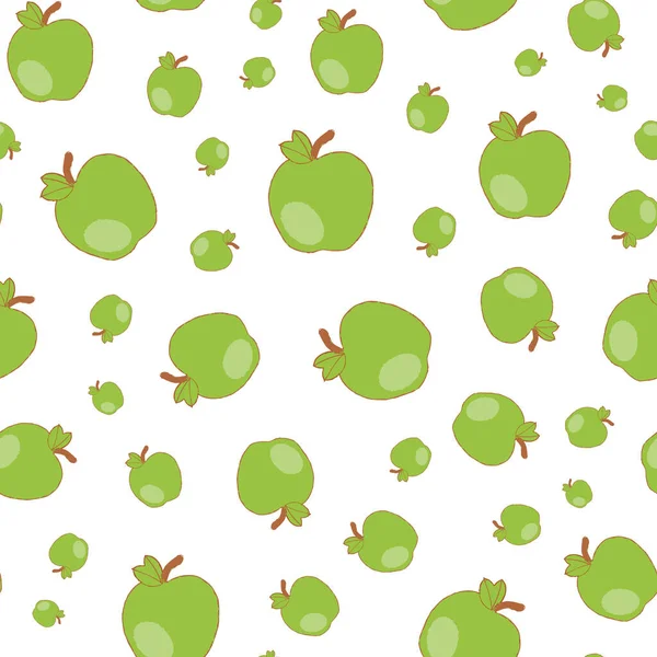 緑のりんごの手描きベクトルリピートパターンプリント背景デザイン — ストックベクタ