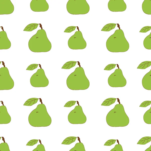 緑の梨の手描きベクトルリピートパターンプリント背景デザイン — ストックベクタ