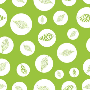 El çizimi yeşil yapraklar tekrarlanan iz arkaplan tasarımı