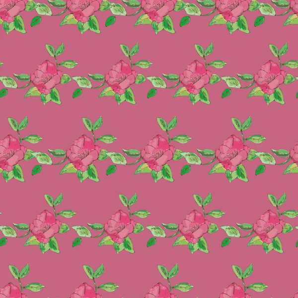 ピンク水彩のバラの繰り返しパターン｜print — ストックベクタ