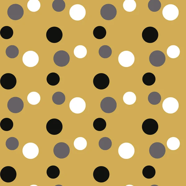 Gold, schwarz und weiß Tupfen wiederholen Muster drucken Hintergrund — Stockvektor