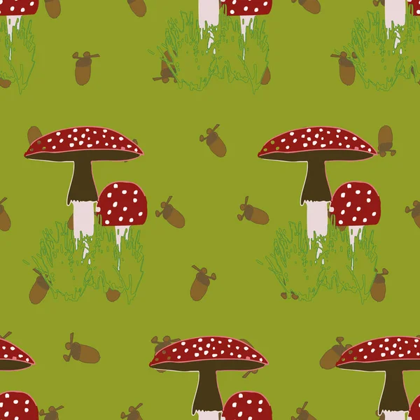 Beyaz noktalı sonbahar kırmızısı Mantar deseni tekrarla