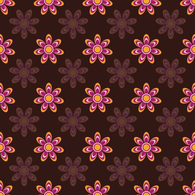 Renkli el çizimi fantezi retro çiçekler desen yazdırma arka planı