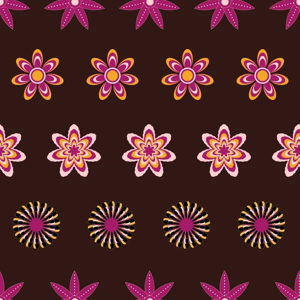 Colorido handdraw fantasia retro flores repetição padrão impressão fundo — Vetor de Stock