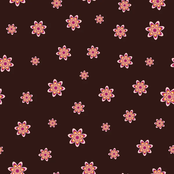 Colorido handdraw fantasia retro flores repetição padrão impressão fundo — Vetor de Stock