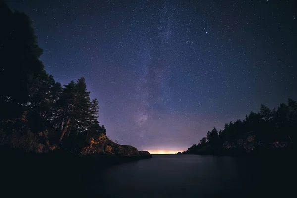 Mágico Etéreo Cielo Nocturno Con Vistas Vía Láctea Nebulosas Estrellas — Foto de Stock