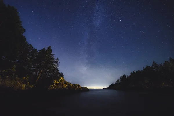 Mágico Etéreo Cielo Nocturno Con Vistas Vía Láctea Nebulosas Estrellas — Foto de Stock