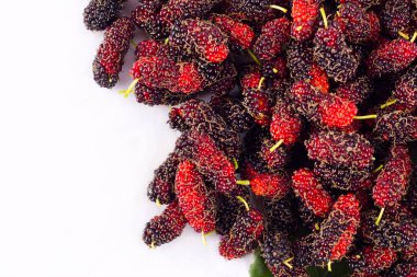 Dut, beyaz arka planda sağlıklı dut meyvesi için bir süper meyvedir.