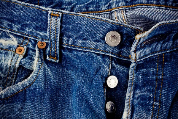 Defekte Jeans Hintergrund Denimand Und Silberne Knopf Jeans Mit Einer — Stockfoto