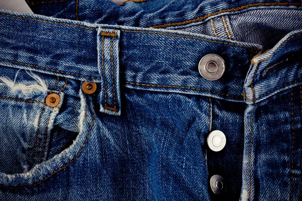 Braune Naht Jeans Und Silberne Knopfjeans Und Auf Alten Blue — Stockfoto
