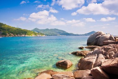 Güzel cennet tropikal adası koh tao thailand güzel doğa deniz manzarası arka planı güzel deniz manzarası 