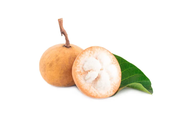 Polosantolové Ovoce Santol Meliaceae Zelený List Santolovníku Bílém Pozadí Výsadba — Stock fotografie