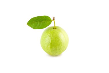 beyaz arka planda guava ve guava yaprağı tarımsal gıda izole