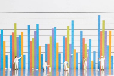Minyatür insanlar: alt resim iş grafik üzerinde beyaz arka plan, iş büyüme kavramı