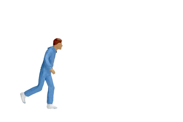 Miniatur Menschen Laufen Isoliert Auf Weißem Hintergrund Mit Clipping Pfad — Stockfoto