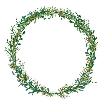 Beyaz arka plan üzerinde vektör illüstrasyon izole renkli yaprak çerçeve.