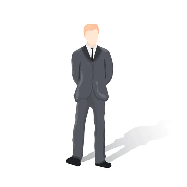 Personaje Hombre Negocios Pie Sobre Fondo Blanco Ilustración Vectorial — Vector de stock