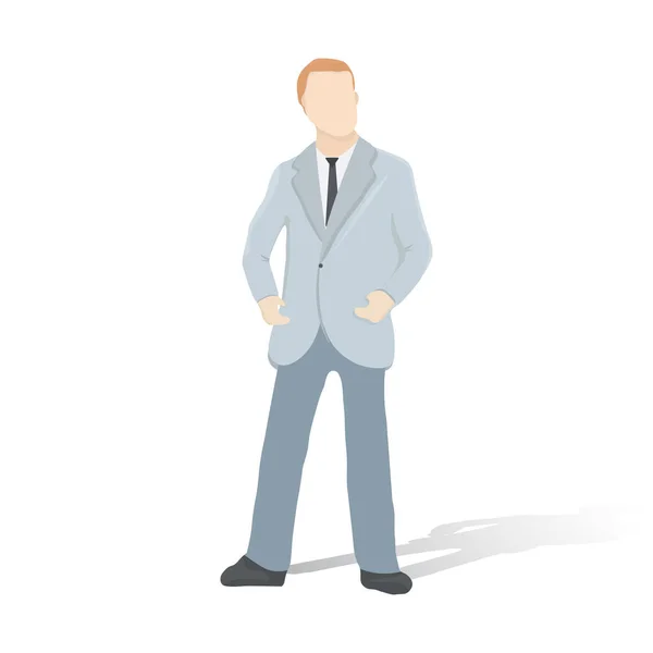 Businessman Character Standing White Background Vector Illustration — Stock Vector