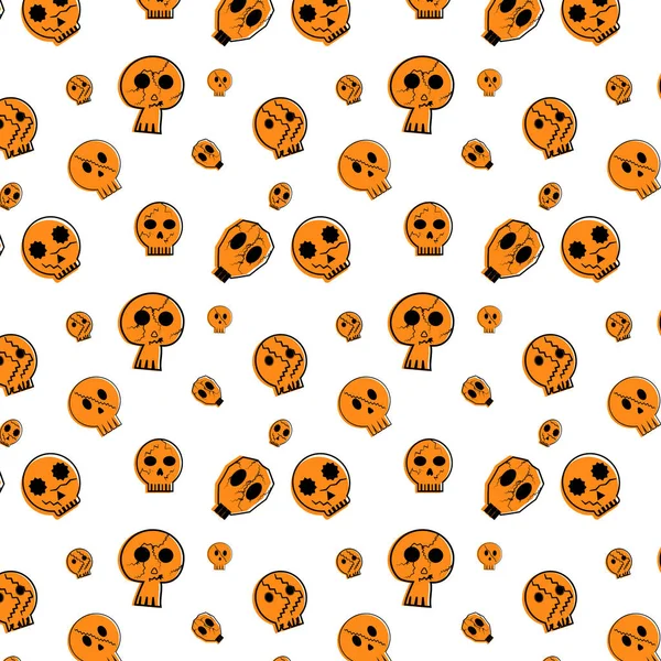Cadılar Bayramı şenlikli seamless modeli. Şirin kafatası vektör çizim ile sonsuz arka plan