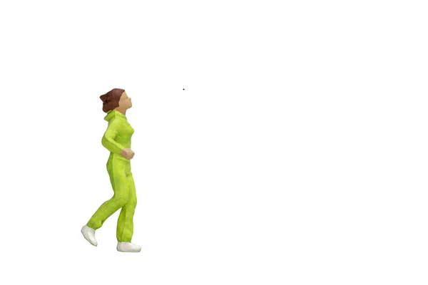 Miniatur Menschen Laufen Isoliert Auf Weißem Hintergrund Mit Clipping Pfad — Stockfoto
