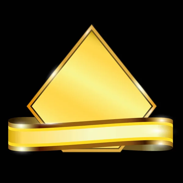 Golden Premium Promo Banner Diisolasi Pada Gambar Vektor Latar Belakang - Stok Vektor