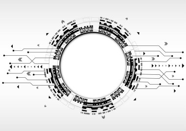 Çeşitli teknoloji öğeleri yüksek teknoloji iletişim kavramı ile arka plan