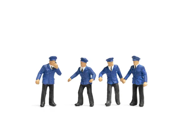 Pessoas Miniatura Policial Sobre Fundo Branco — Fotografia de Stock