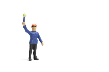 Minyatür insanlar: Tren beyaz arka plan üzerinde izole personel 