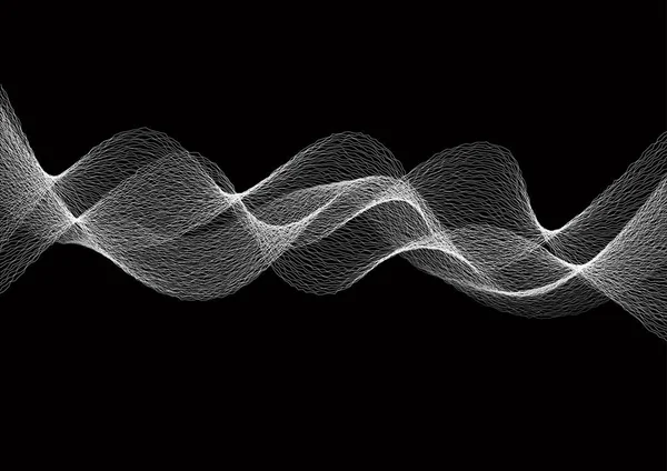 Абстрактная Волна Тонкие Изогнутые Линии Графический Фон Волна Изогнута Черном — стоковый вектор
