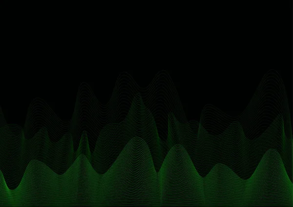Абстрактная Волна Тонкие Изогнутые Линии Графический Фон Волна Изогнута Черном — стоковый вектор