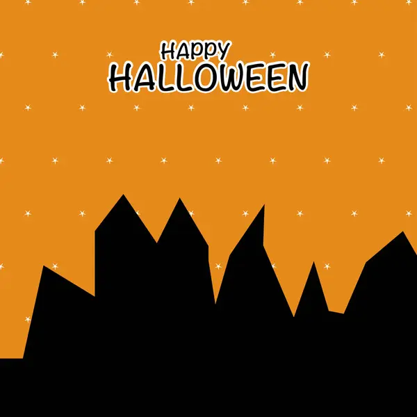 Concetto Halloween Con Sfondo Arancione Spazio Copia Testo Illustrazione Vettoriale — Vettoriale Stock