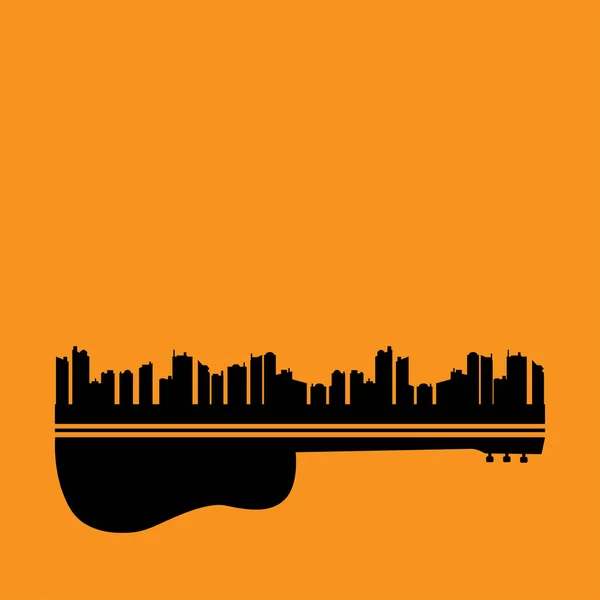 Ilustração Vetorial Música Vivo Cidade Com Conceito Guitarra Sobre Fundo — Vetor de Stock