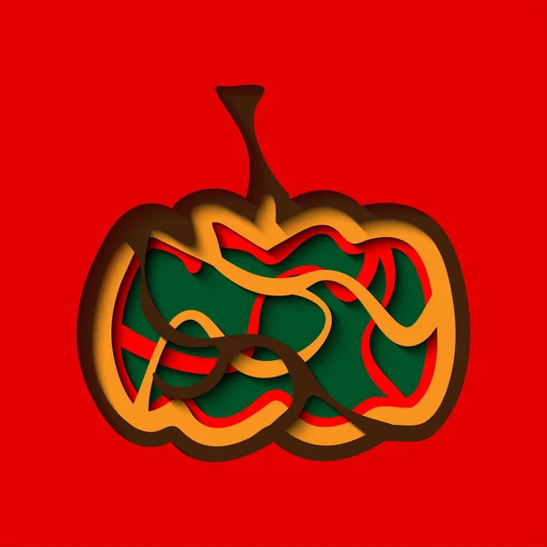 Abóbora Halloween Com Corte Papel Estilos Camada Ilustração Vetorial — Vetor de Stock