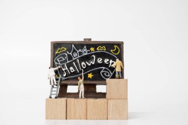 Minyatür insanlar Cadılar Bayramı Partisi Sahne boyama 